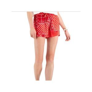 TOMMY JEANS Womens Red Woven Pocketed Drawstring-waist High Waist Shorts XL